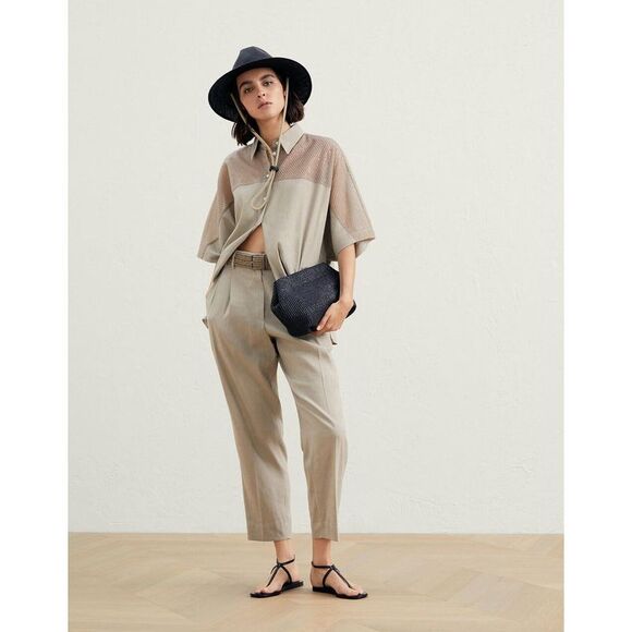 Brunello Cucinelli Beige Linen Women's Shirt